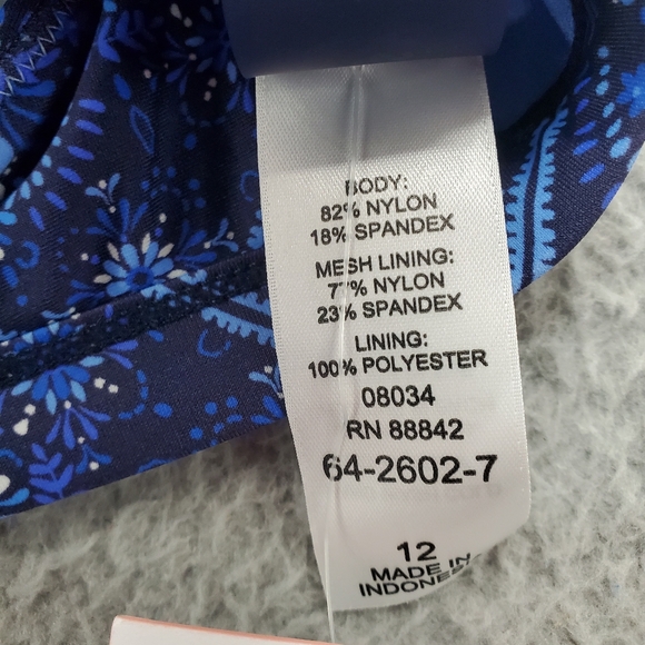 Swimsuits for All Bikini Top Romancer Colorblock Halter Triangle Sz 12 Blue NWT - Picture 6 of 7